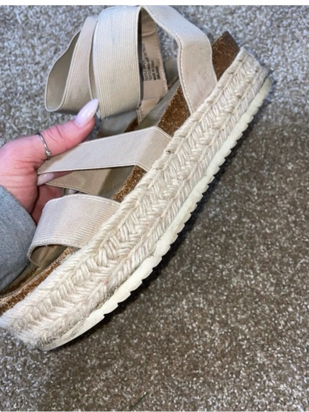 Esprit Women shoes Sandals Tan Espadrille Platform SZ 7.5 GiGi slip on platform